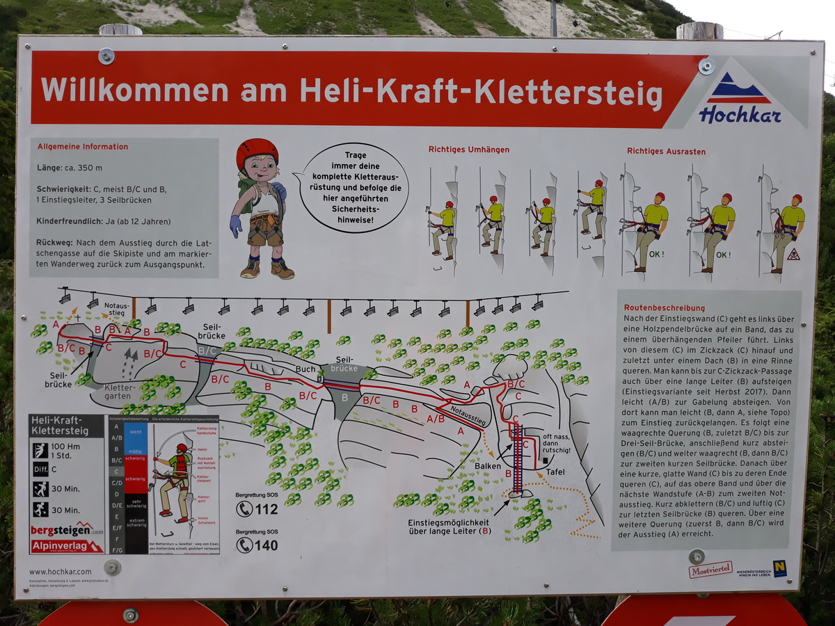 Tabla s prikazom poteka ferate Heli-Kraft