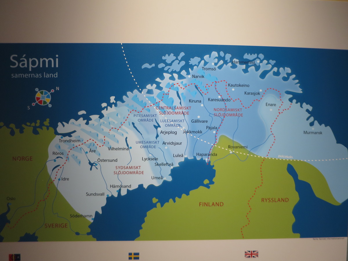 Samijsko področje, kot ga prikazujejo v muzeju v Jokkmokku